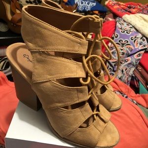 Qupid lace up wedges